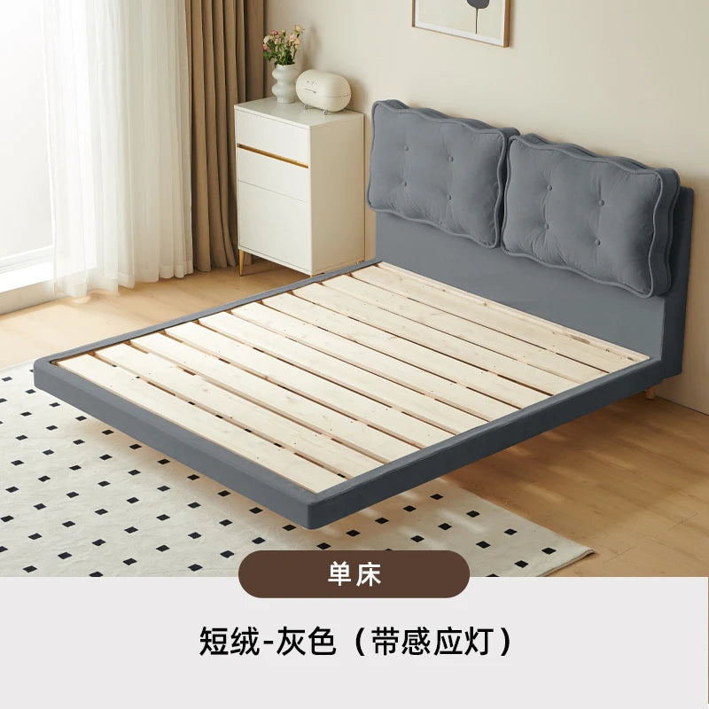 Backrest Girls Double Bed Modern Loft White Sleeper Luxury Floating Bed Frame 180X200Cm Adults Camas De Dormitorio Furniture