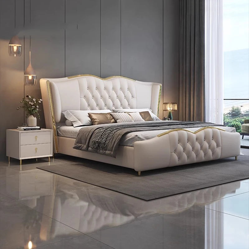 Frames Queen Sized Bed Organizer Headboard European Luxury Bed Storage Minimalist Camas De Matrimonio Dormitorio Home Furniture