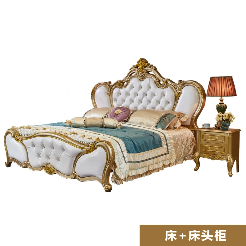 European Princess Bed Sleeping Vintage Comfortable Bedroom Luxury Romantic Bed Quality Wedding Castle Beliche Hotel Furniture