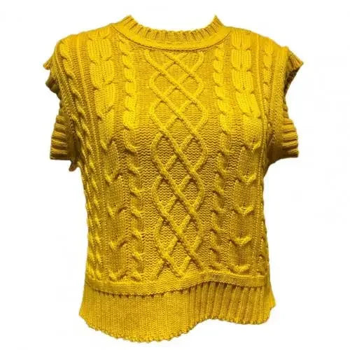 Women's Clothing Chic O Neck Pink Knitted Vest All Match Streetwear Short Sleeveless Pullover Knitted Waistcoat