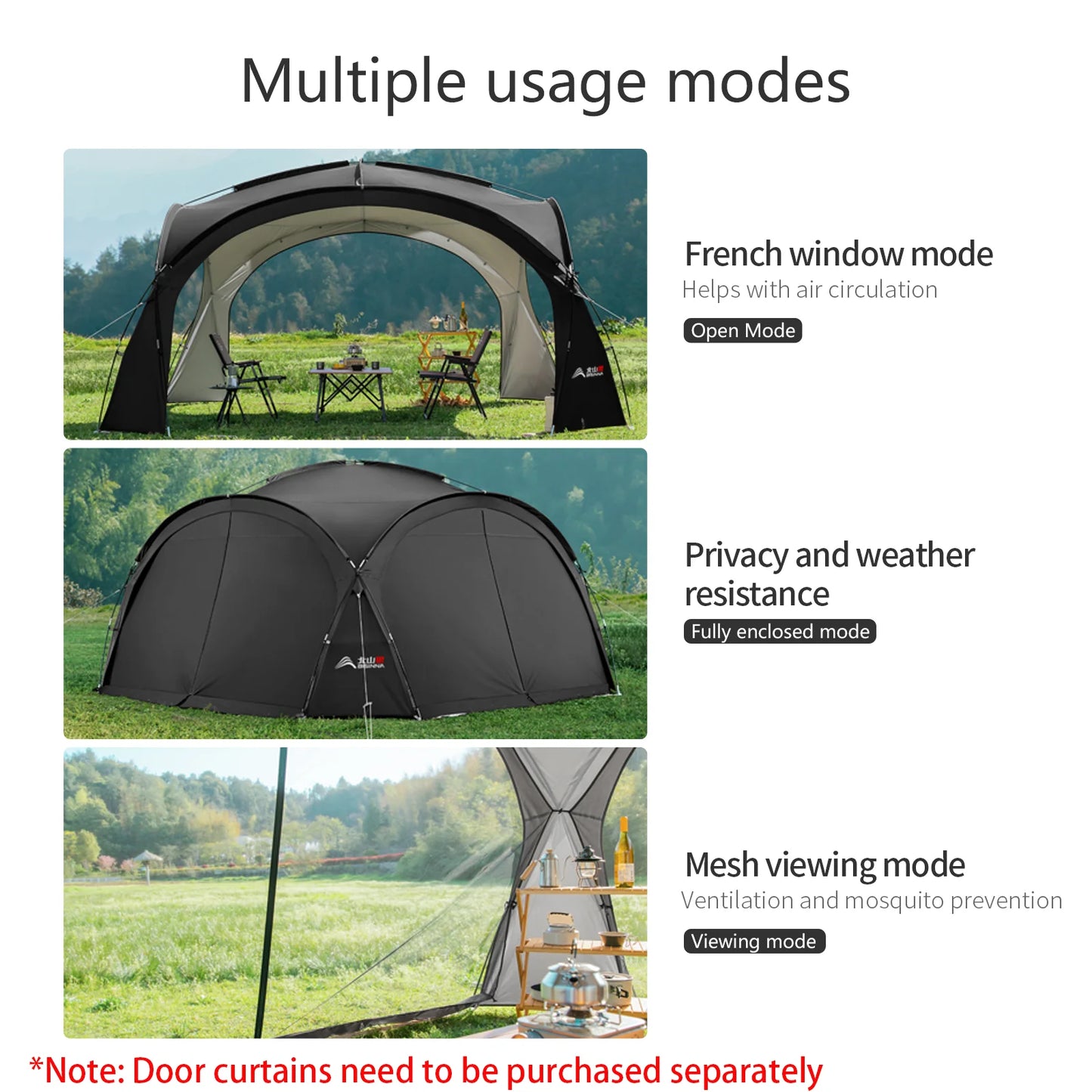 BISINNA Outdoor Camping Dome Tent Luxury Large Round Canopy Silver-coated Garden Awning Family Picnic Pergola Tent