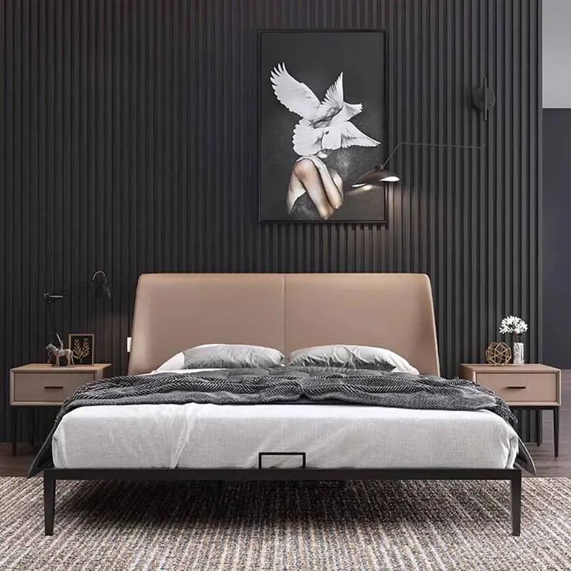 High End Wood Double Bed European Waterproof 2 Person Modern Twin Beds Bedroom Queen Sleeping Camas De Dormitorio Furniture