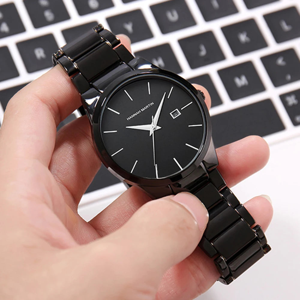 Mens Watch Top Brand Original Sports Quartz Black Mens Watch All Steel Waterproof Classic Business Fashion Calendar Wristatches