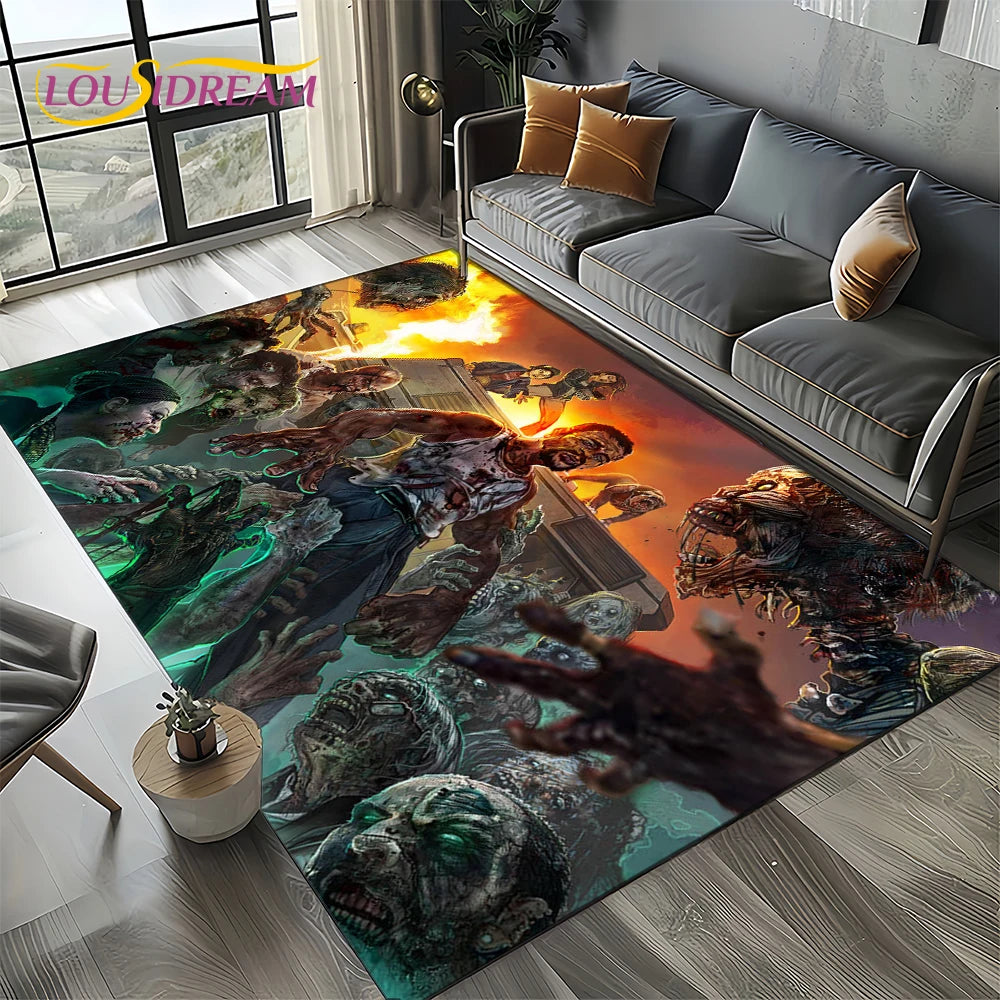 Living Room Walking Dead Rick Daryl Horror TV Rugs Movie Room Sofa Coffee Table Decorative Carpet Hallway Bathroom Non-slip Rug