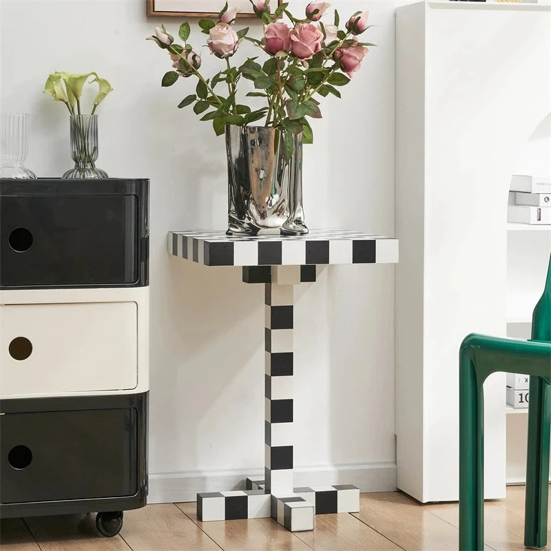 Small Square Chess Table, Checker Board, Sofa Side Coffee Table, Living Room Furniture, Modern and Affordable Luxury
