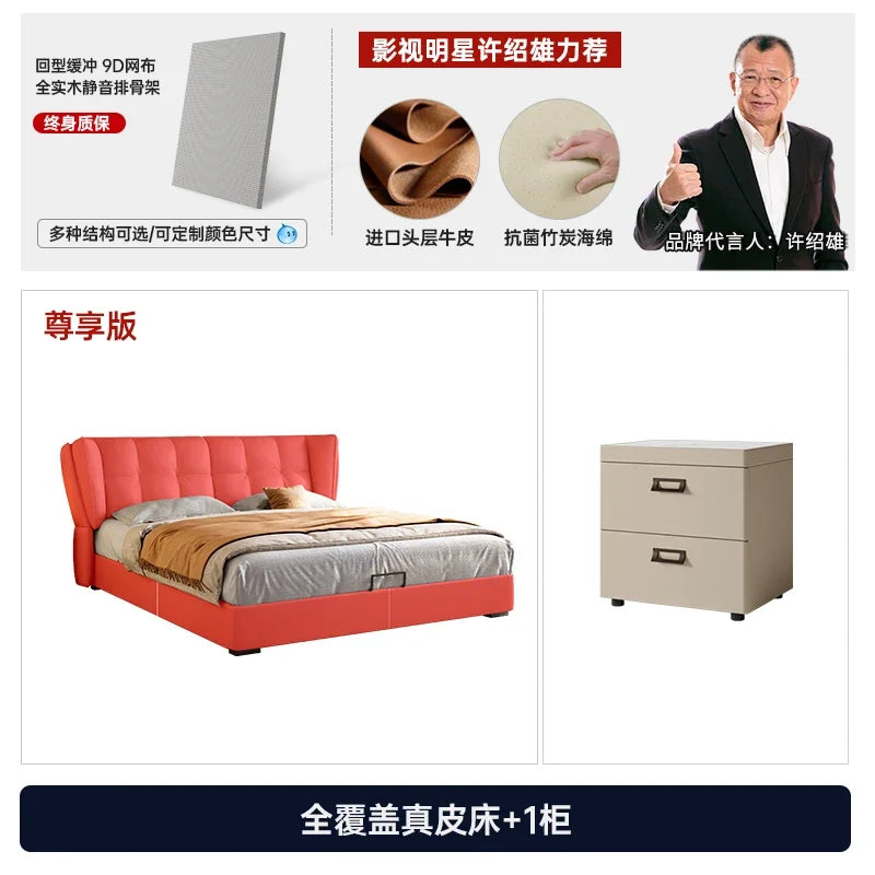 Drawers Wood Double Bed Frame Simple White Elegant Matrimonial Modern Bed Bedroom Villa Italian Cama De Casal Bedroom Furniture