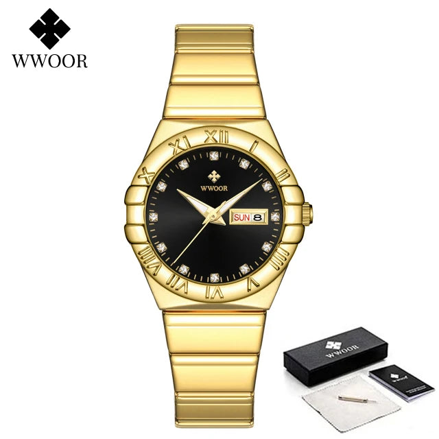 WWOOR New Elegant Watch For Women Diamonds Female Clock Luxury Brand Small Watch Dress Ladies Quartz Wristwatch Relogio Feminino