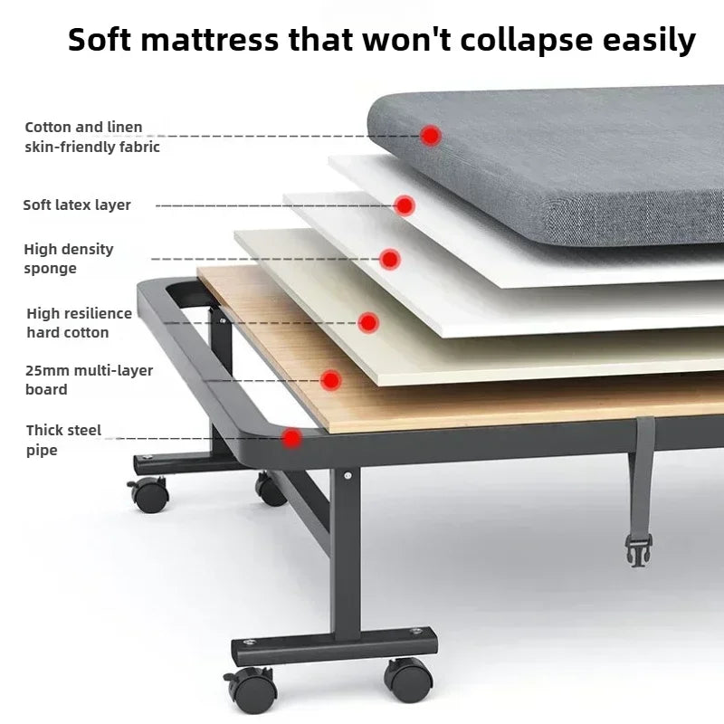 Lunch break folding bed single portable home office nap artifact simple bed wooden board hospital escort bed adult