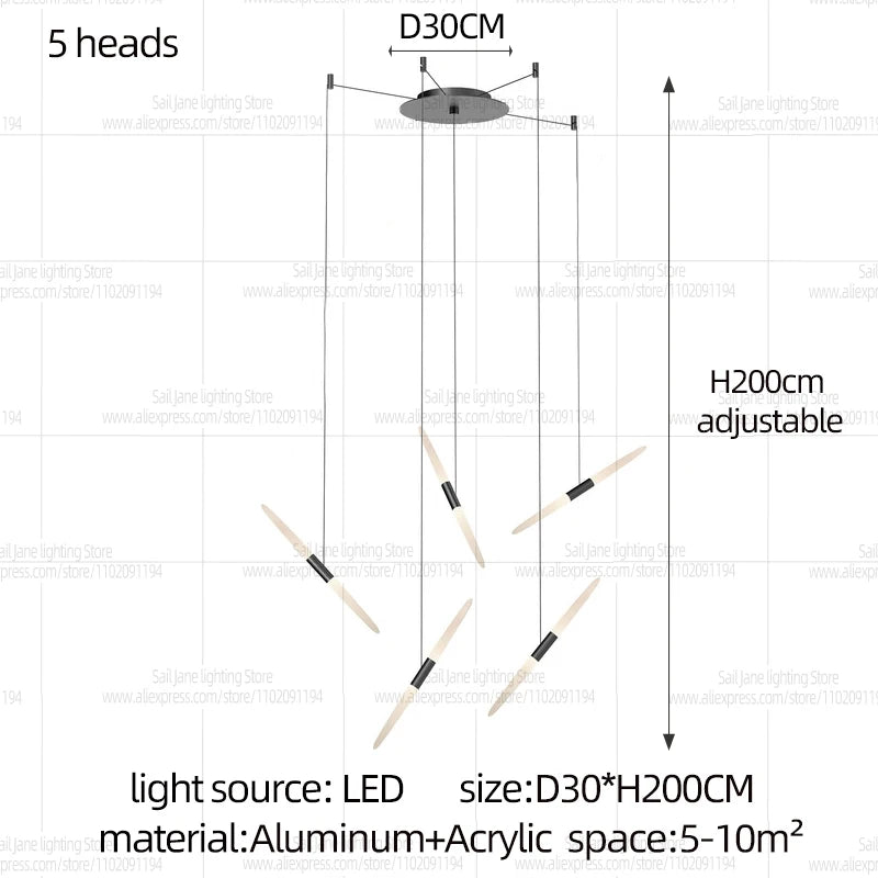 Led Chandelier Modern Dining Room Lamps Home Interior Lighting Designer Living Room Pendent Lamp Creative Staircase Lighting