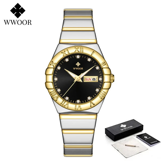 WWOOR New Elegant Watch For Women Diamonds Female Clock Luxury Brand Small Watch Dress Ladies Quartz Wristwatch Relogio Feminino