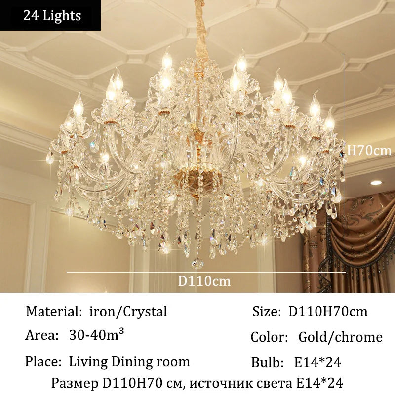 Luxury Home Crystal Chandeliers Villa Lighting for Living Room Decorate LED Ceiling Pendant Lights Indoor Hanging Lights Fixture