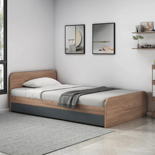 European Wood Bed Frame Headboard Platform Under Storage Queen Bed Frame Twin King Size Modern Cama De Casal Bedroom Furniture