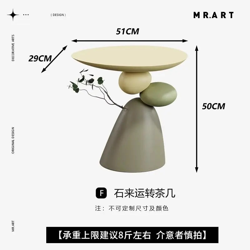 Cream-style Living Room Floor-standing Large Ornaments, Stacked Stone Coffee Table Next To The Sofa, Home Furniture Decoration