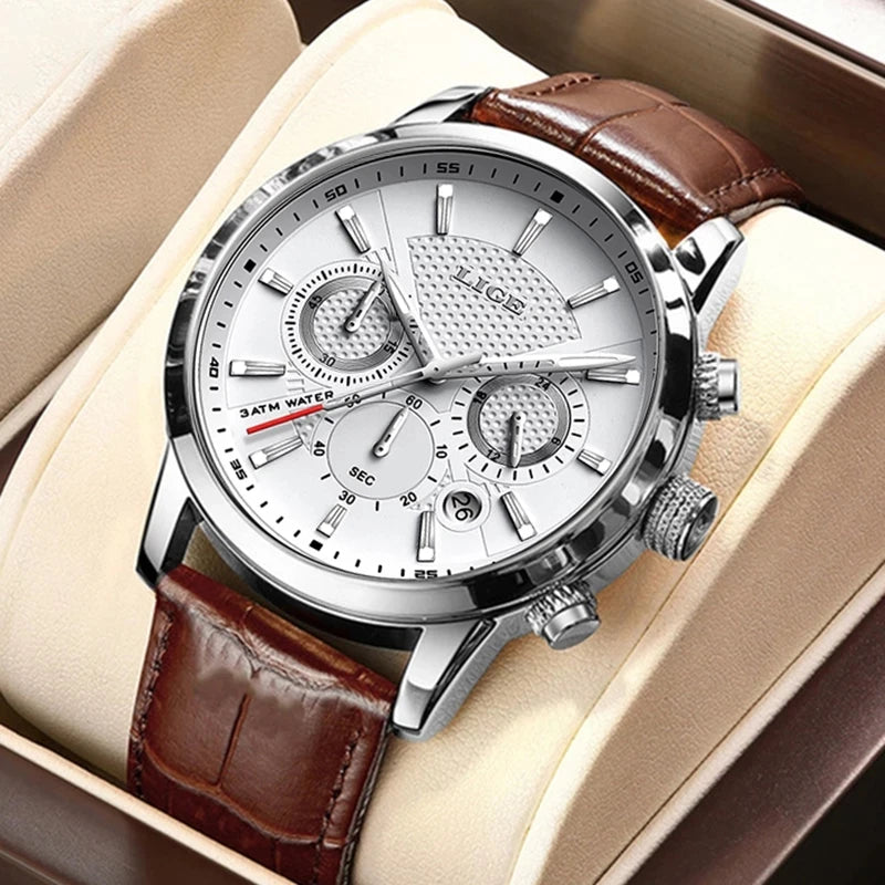 LIGE Mens Watches Luxury Waterproof Luminous Quartz Watch For Men Business Fashion Casual Man Date Chronograph Relogio Masculino