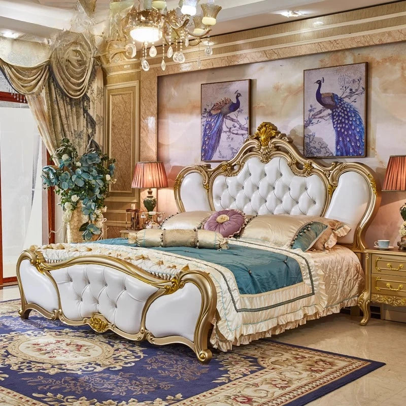 European Princess Bed Sleeping Vintage Comfortable Bedroom Luxury Romantic Bed Quality Wedding Castle Beliche Hotel Furniture