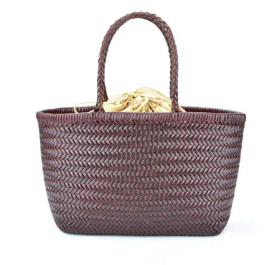 Handbags Women's Genuine Leather Shoulder Bag Luxury Woven Casual Shopping Bag Vintage Basket Tote Large Cowhide Hand Bags Lady