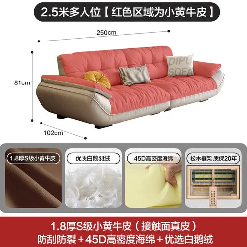 Sectional Living Room Sofa Genuine Leather Comfortable Lounge Sofa Luxury Minimalist Divano Soggiorno Di Lusso Room Decor
