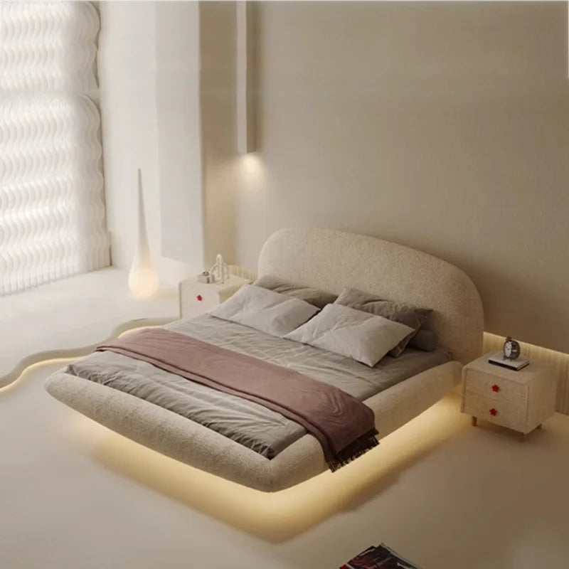 White 200×180cm Double Beds Set Velvet Modern Girls Sleeper Cabinets Bedroom Beds Adults Queen Double Camas Furnitures
