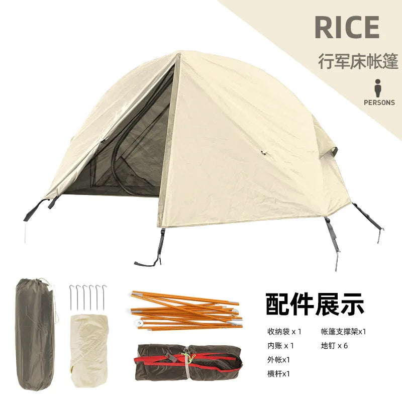 Outdoor Camping Off-the-ground Tent Single-person Easy-to-storage Portable Aluminum Alloy Anti-mosquito Rain-proof Fishing Tent