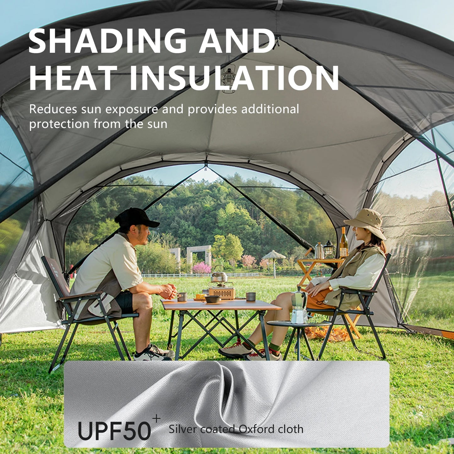 BISINNA Outdoor Camping Dome Tent Luxury Large Round Canopy Silver-coated Garden Awning Family Picnic Pergola Tent