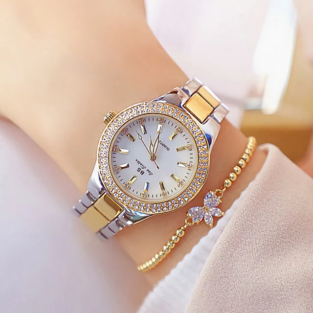 Women Wrist Watches For Ladies Dress Gold Watch Crystal Diamond Women Watches Stainless Steel Silver Clock Montre Femme