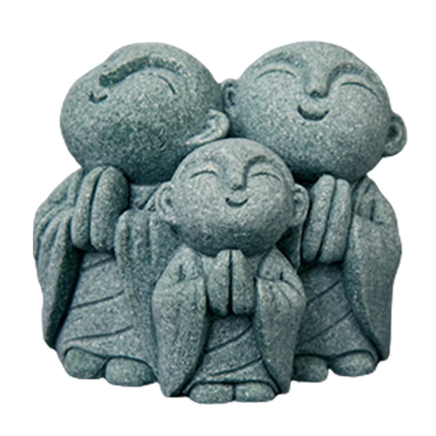 Sculpture Gifts Ornament Simple Home Outdoor Little Jizo Buddha Statue Gravel Praying Garden Decoration Grey Craft Small Monk