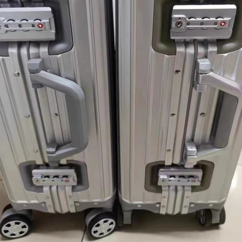 100% Aluminium Suitcase Hot Sale 20/30 Inch Rolling Luggage Trolley Case Metal Suitcase Travel Luggage Cabin Carry on Suitcases