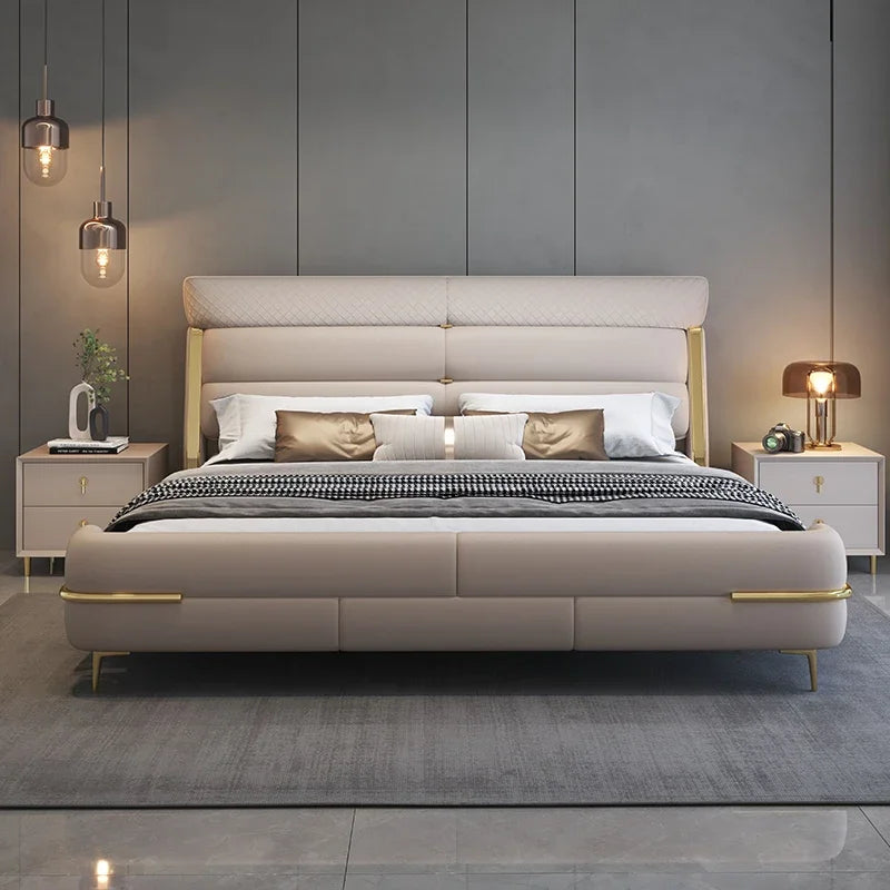 Luxury Modern Bed Frames Queen Sized Organizer Nightstands Sleeping Bed Lounge Hotel Camas De Matrimonio Dormitorio Furnitures