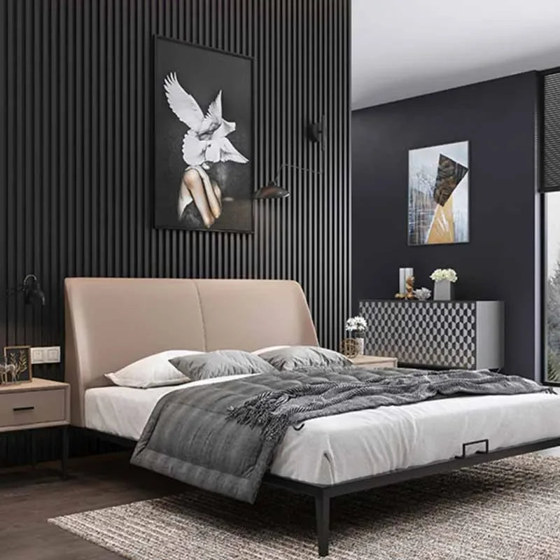 High End Wood Double Bed European Waterproof 2 Person Modern Twin Beds Bedroom Queen Sleeping Camas De Dormitorio Furniture