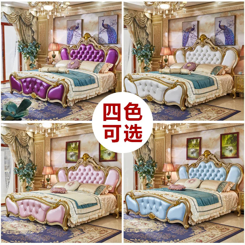 European Princess Bed Sleeping Vintage Comfortable Bedroom Luxury Romantic Bed Quality Wedding Castle Beliche Hotel Furniture