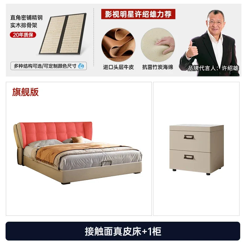 Drawers Wood Double Bed Frame Simple White Elegant Matrimonial Modern Bed Bedroom Villa Italian Cama De Casal Bedroom Furniture