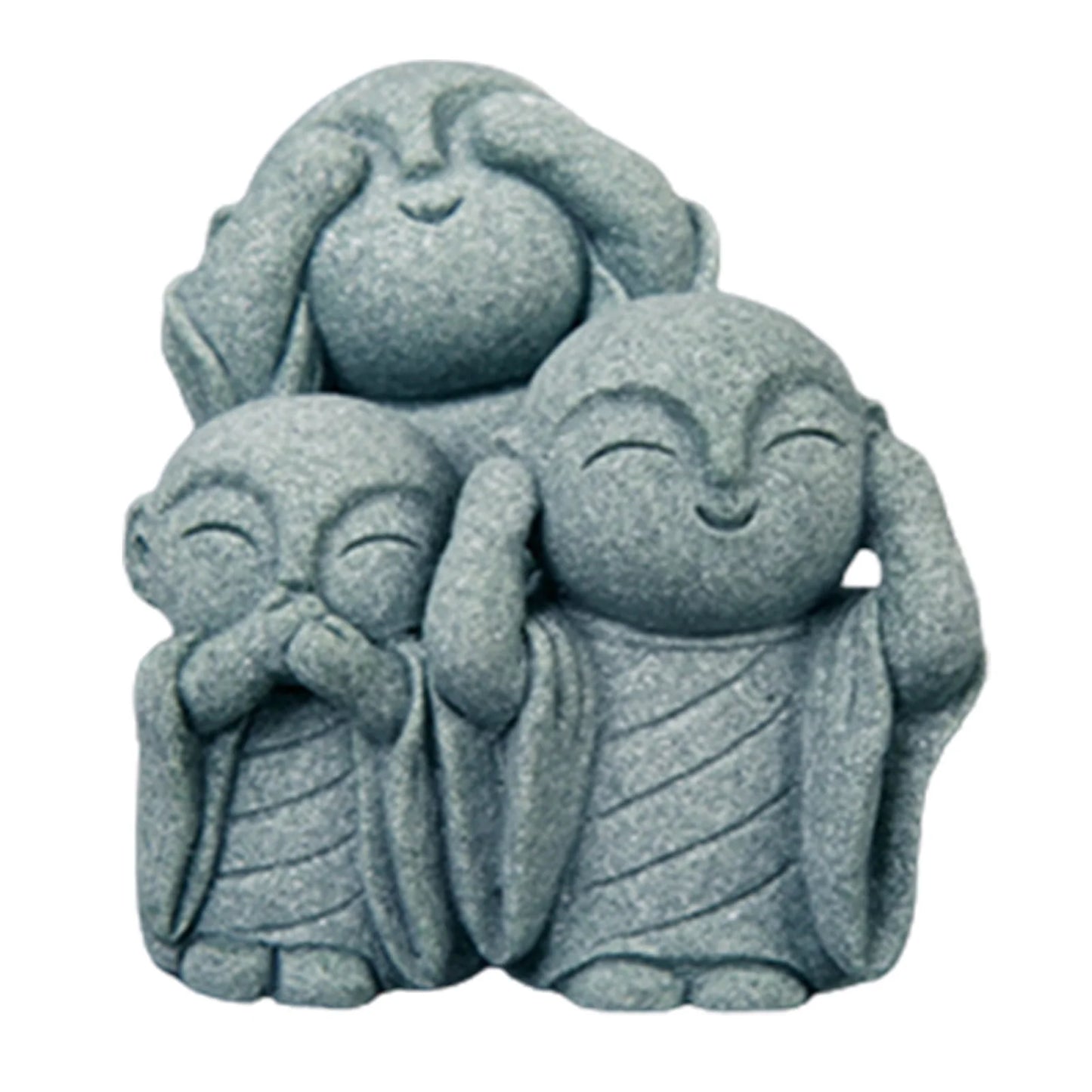 Sculpture Gifts Ornament Simple Home Outdoor Little Jizo Buddha Statue Gravel Praying Garden Decoration Grey Craft Small Monk