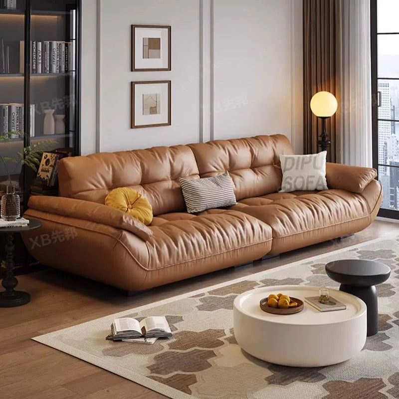 Sectional Living Room Sofa Genuine Leather Comfortable Lounge Sofa Luxury Minimalist Divano Soggiorno Di Lusso Room Decor