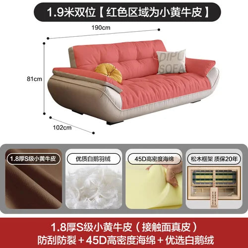 Sectional Living Room Sofa Genuine Leather Comfortable Lounge Sofa Luxury Minimalist Divano Soggiorno Di Lusso Room Decor