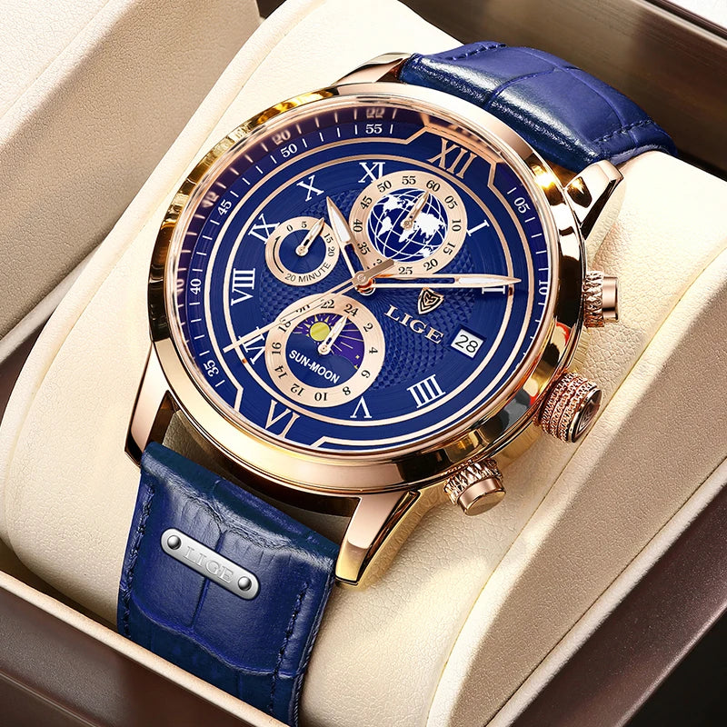LIGE Mens Watches Luxury Waterproof Luminous Quartz Watch For Men Business Fashion Casual Man Date Chronograph Relogio Masculino