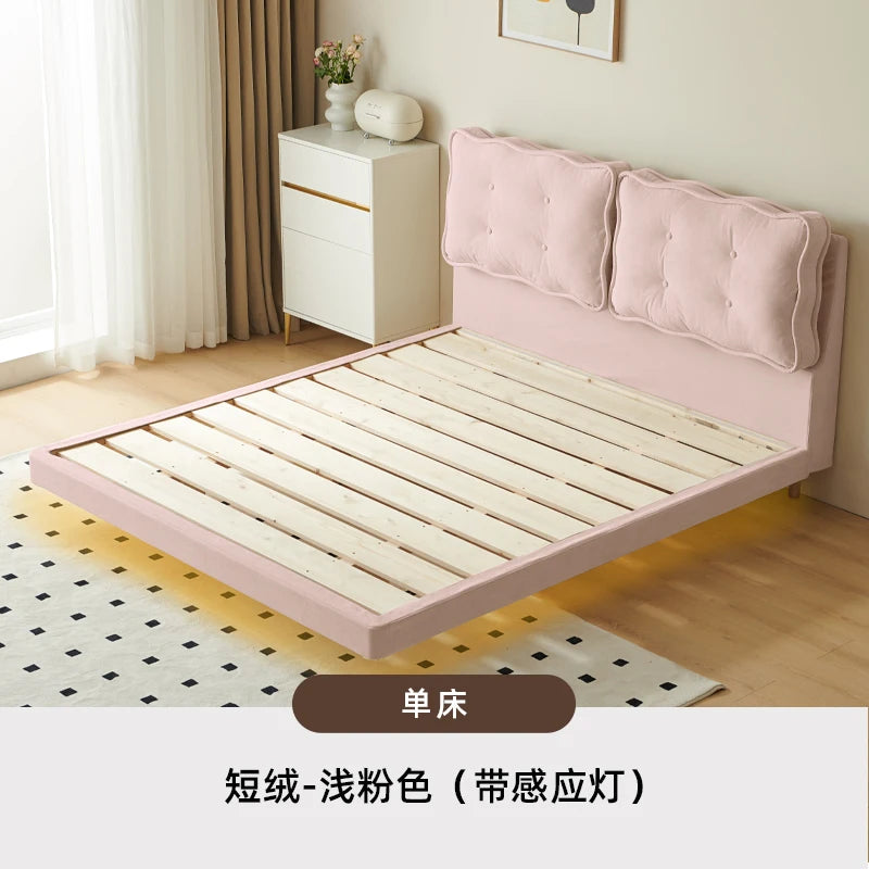 Backrest Girls Double Bed Modern Loft White Sleeper Luxury Floating Bed Frame 180X200Cm Adults Camas De Dormitorio Furniture