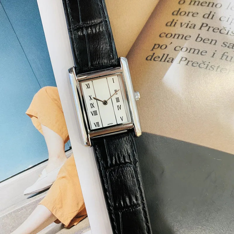 2025 New Women's Watch Quartz Watch Vintage Gold Plated Roman Number H dial Leather strap Women's bracelet clock gifts for Lover