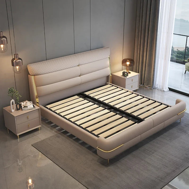Luxury Modern Bed Frames Queen Sized Organizer Nightstands Sleeping Bed Lounge Hotel Camas De Matrimonio Dormitorio Furnitures