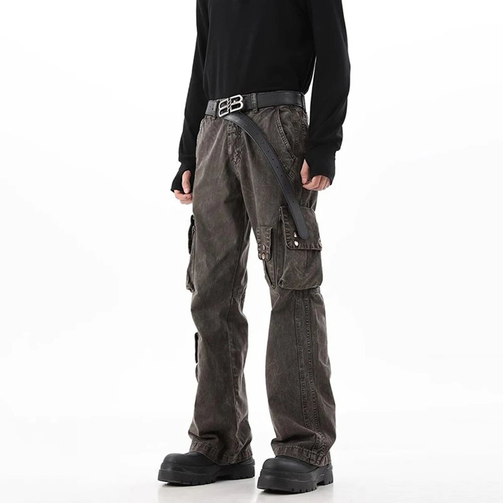 Mens Jeans Washed Cargo Casual Pants Spring Streetwear Fashion Youth Campus Versatile Straight Pants Men'S Clothing 2025 New