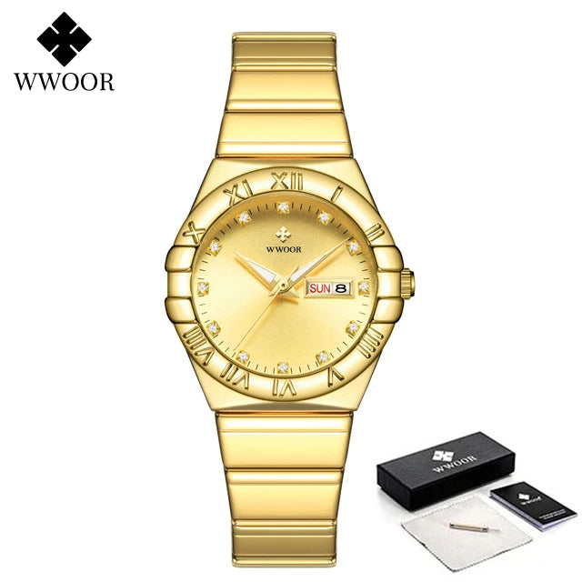 WWOOR New Elegant Watch For Women Diamonds Female Clock Luxury Brand Small Watch Dress Ladies Quartz Wristwatch Relogio Feminino