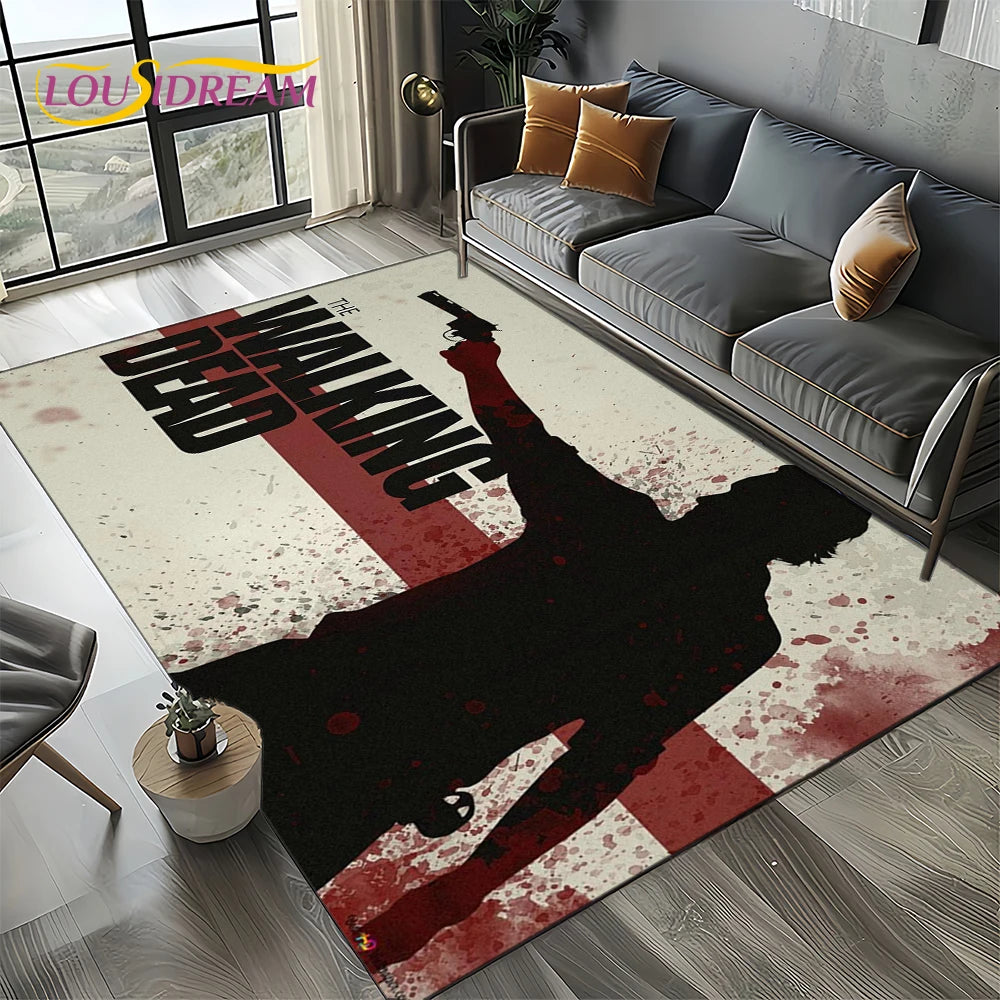 Living Room Walking Dead Rick Daryl Horror TV Rugs Movie Room Sofa Coffee Table Decorative Carpet Hallway Bathroom Non-slip Rug