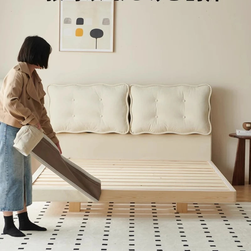 Backrest Girls Double Bed Modern Loft White Sleeper Luxury Floating Bed Frame 180X200Cm Adults Camas De Dormitorio Furniture