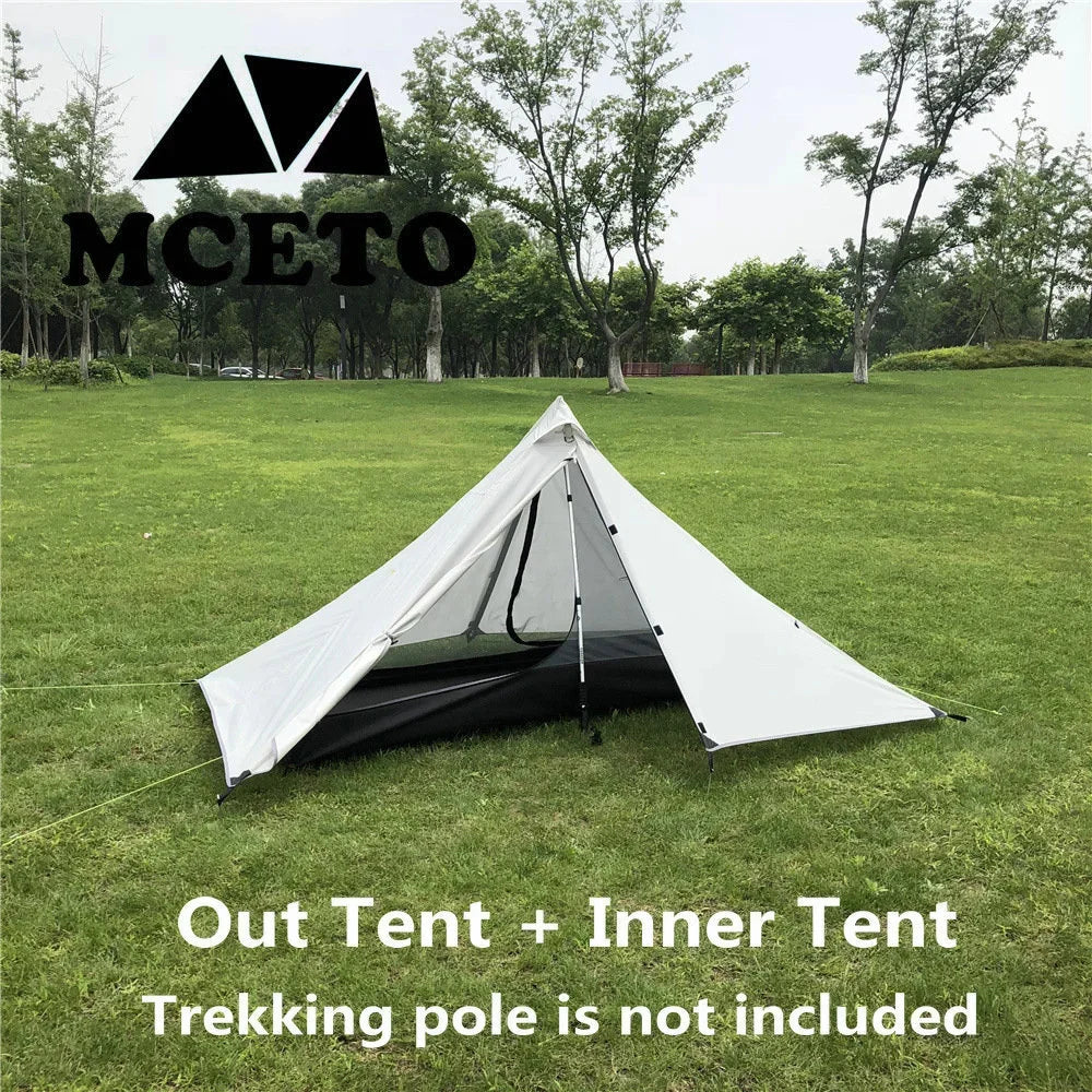 Waterproof Camping Tents Ultralight Double Tiers Rodless Pyramid Tent Single One Person 4 Season All Weather for Hunting Hiking
