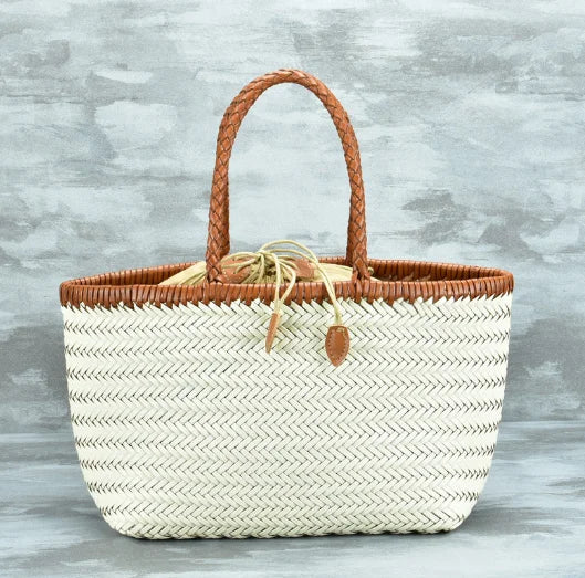 Handbags Women's Genuine Leather Shoulder Bag Luxury Woven Casual Shopping Bag Vintage Basket Tote Large Cowhide Hand Bags Lady
