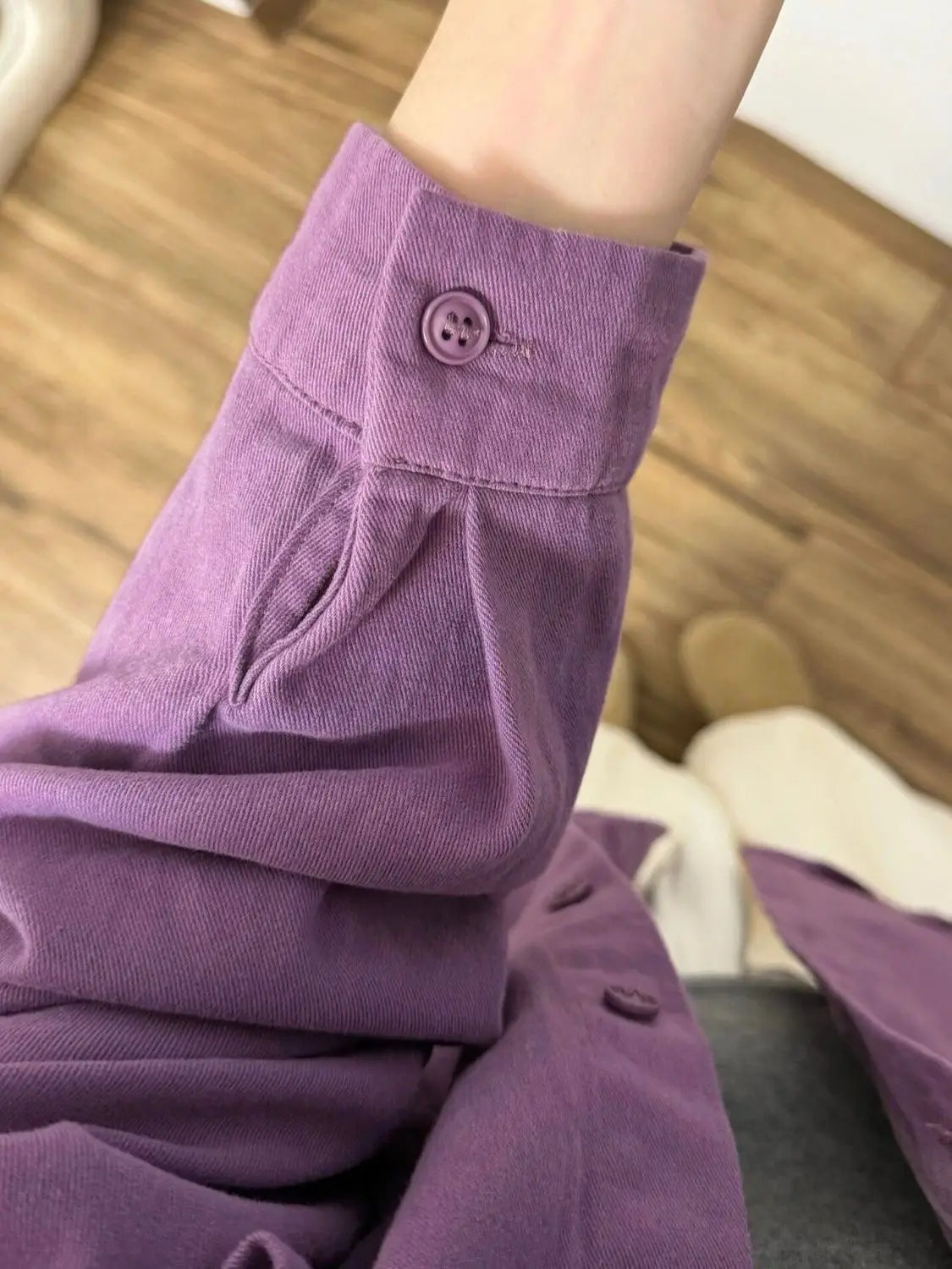 Women's Clothing Early Autumn New Purple Cotton Long Sleeve Shirt for Women Casual Loose-Fit Versatile Outerwear Shirt Top