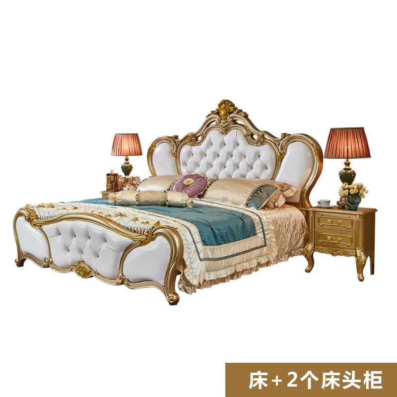 European Princess Bed Sleeping Vintage Comfortable Bedroom Luxury Romantic Bed Quality Wedding Castle Beliche Hotel Furniture