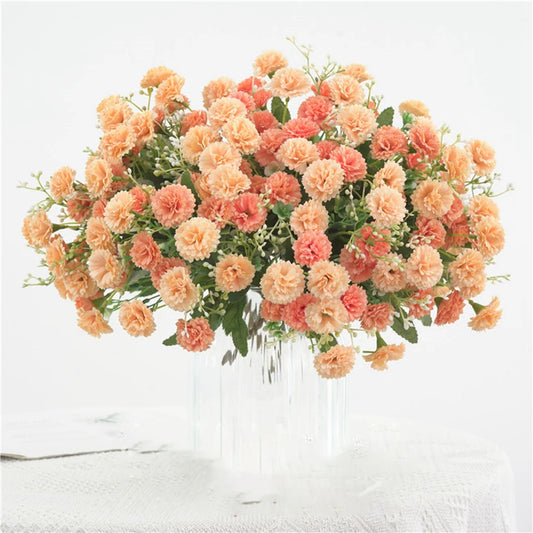 Artificial Flowers Wedding Bouquet Festival Decor Vases for Home Room Scrapbooking Diy Candy Box Silk Material Orange Hydrangea