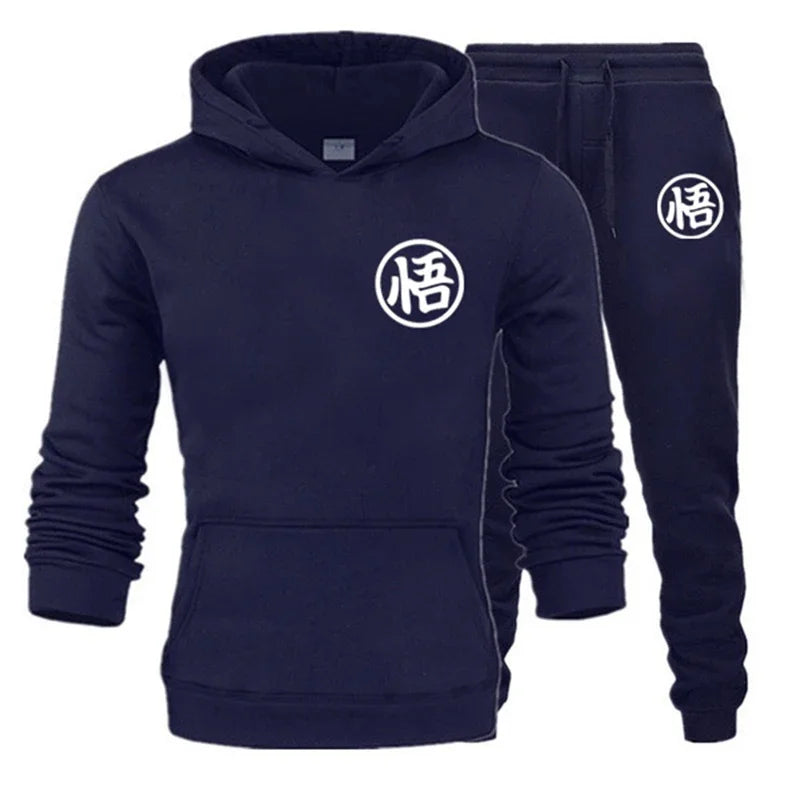 Mens Tracksuit 2 Piece Set Casual Hooded Sweatshirt+Pants Daily Gym Sports Simplicity Suit Trend Fashion Warm Jogging Clothing