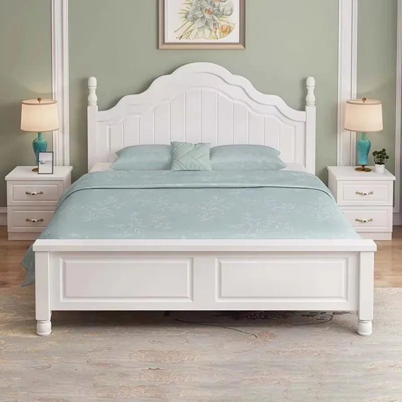 European Queen Double Bed Tall Platform Pretty Modern Solid Wood Bedroom Bed Frame Bases Luxury Camas Matrimoniales Furniture