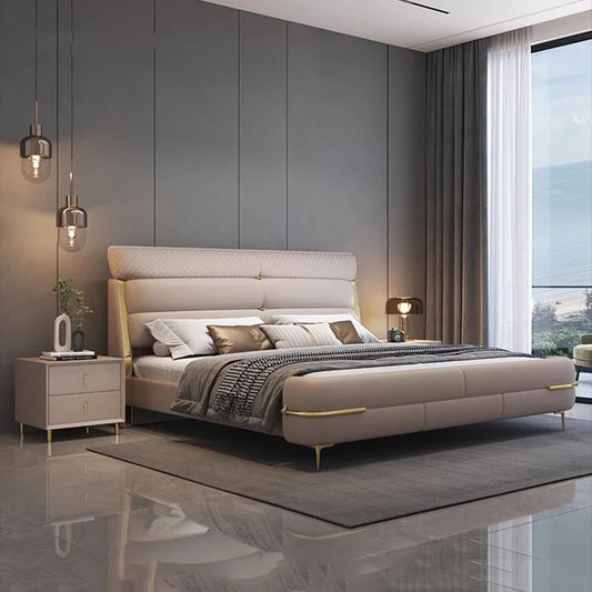 Luxury Modern Bed Frames Queen Sized Organizer Nightstands Sleeping Bed Lounge Hotel Camas De Matrimonio Dormitorio Furnitures